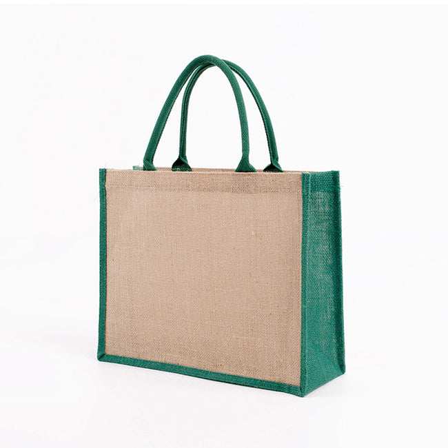 Colorful Eco Friendly Green PE Lamination Burlap Grocery Foldable Reusable Tote Shopping Bags SB-004