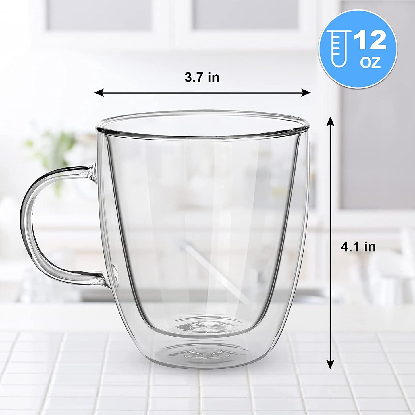 Double Walled Insulated Glass Coffee Cups with Lids GLA-H004