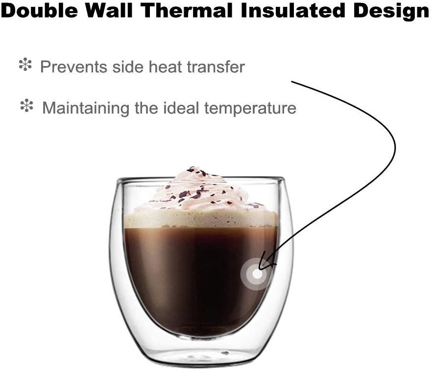 Double Wall Thermo Insulated Coffee Glasses for Coffee, Tea, Desserts and Cocktails GLA-001