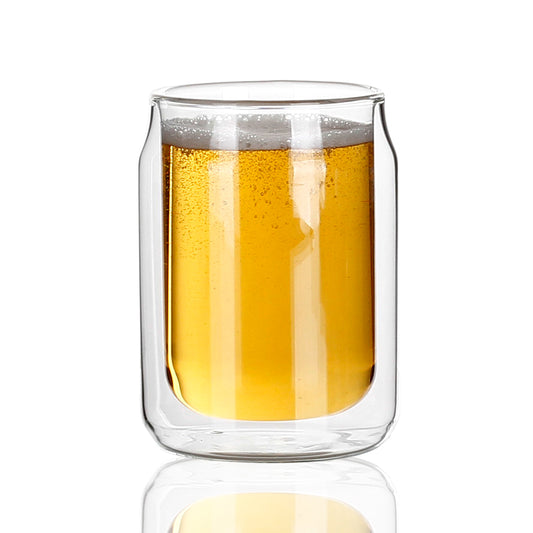 Hot sale new design Cola shape borosilicate double wall glass for beer GLA-005