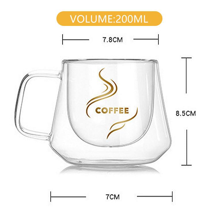 Dishwasher Safe Clear Double Wall Glass Mug Cafe Latte Glass Cup GLA-008