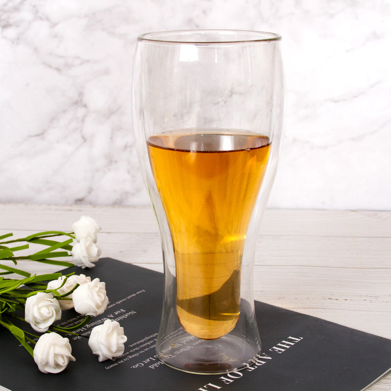 hand made heat resisting pyrex double wall glass wine beer cups GLA-006