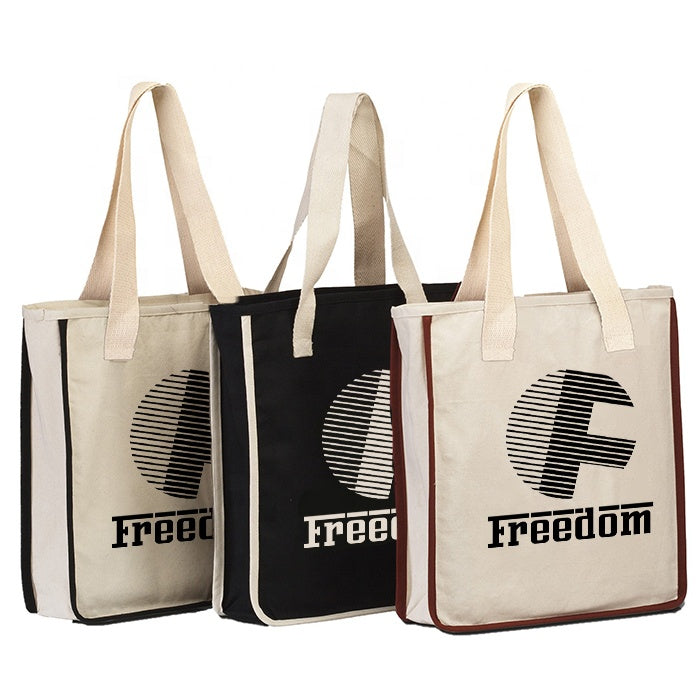 Wholesale Custom Printed Canvas Handbag Eco Reusable Cotton Shopping Tote Bag Handbag Set SB-005