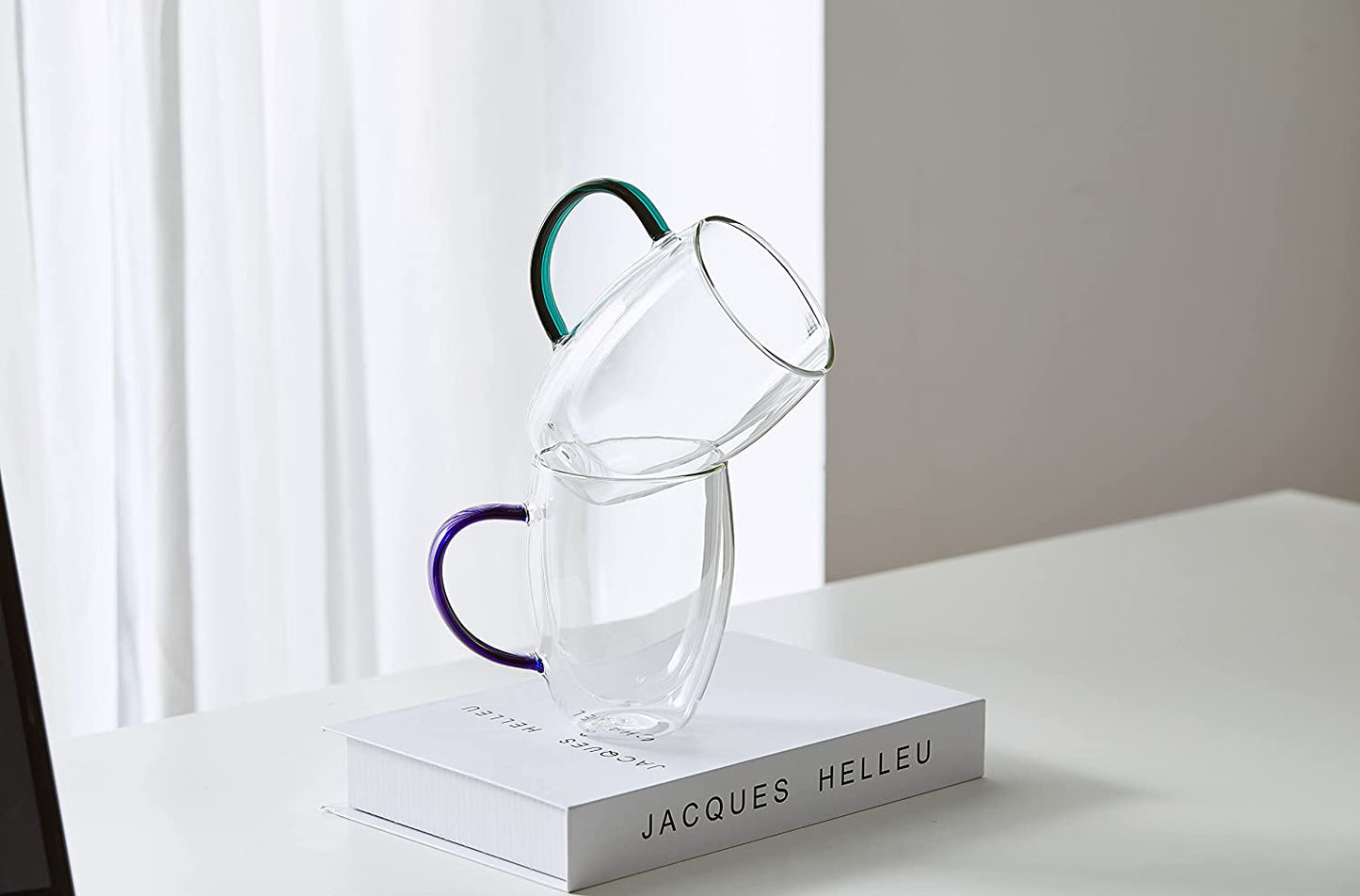 12oz Insulated Coffee Mugs with color handle GLA-H013