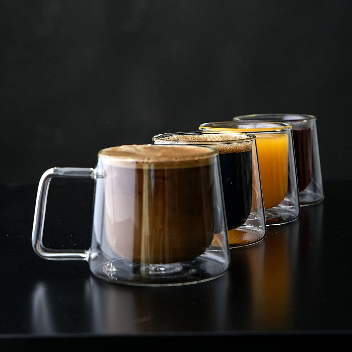 Double Walled Glass Coffee Drink Mug with Handle GLA-H006