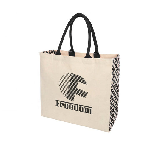 Wholesale Custom Printed Canvas Handbag Eco Reusable Cotton Shopping Tote Bag Handbag Set SB-005