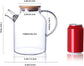 Glass Teapot Stovetop Safe 50.7oz Clear Glass Pitcher with Removable Filter Spout for Loose Leaf and Blooming Teabag GLA-A002