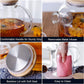 Glass Teapot Stovetop Safe 50.7oz Clear Glass Pitcher with Removable Filter Spout for Loose Leaf and Blooming Teabag GLA-A002